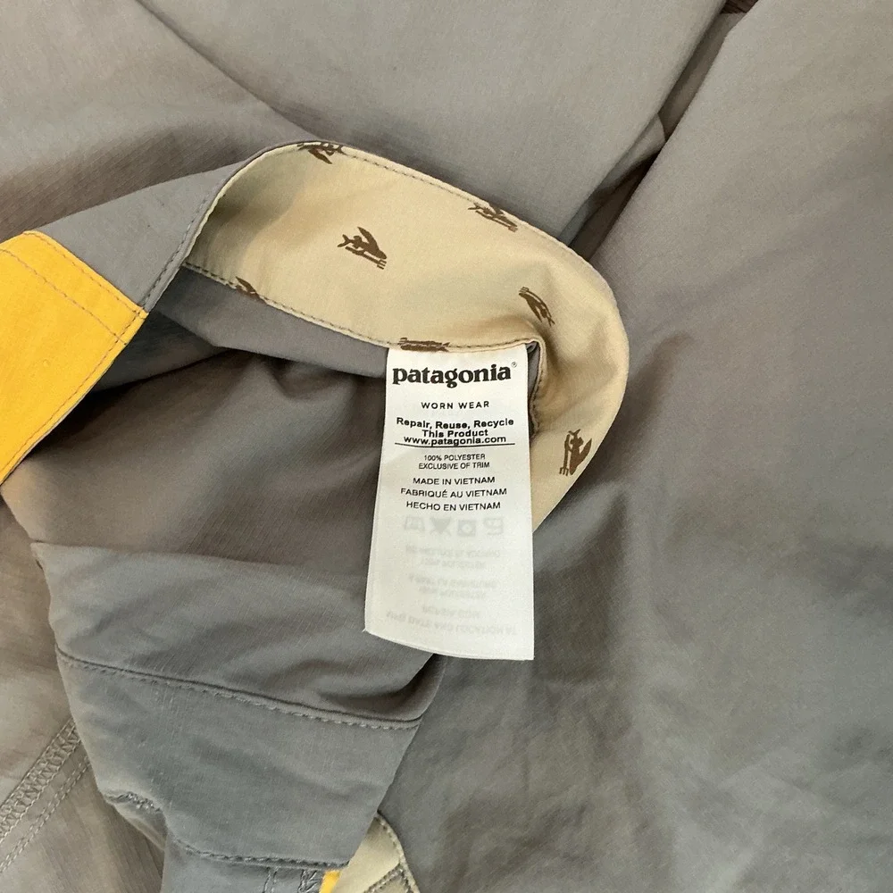 Patagonia Board Shorts Gray Yellow Colorblock Swim Trunks Size 34 Surf Beach